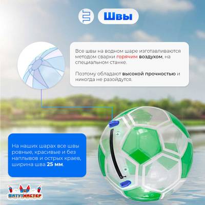 Аттракцион Водный шар ПВХ «Футбольный мяч Зеленый», 2*2*2 м