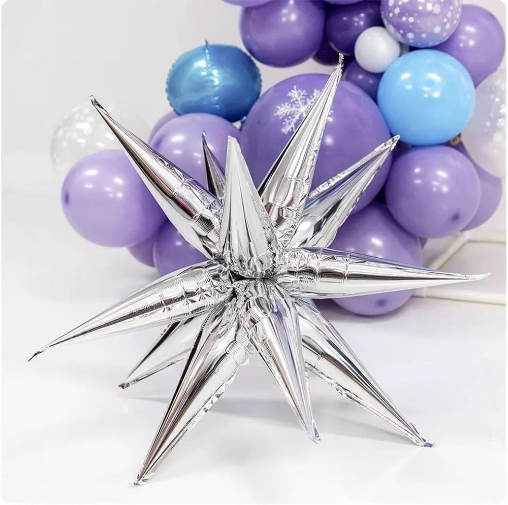 Шар (26"/66 см) Фигура, Звезда составная, Серебро