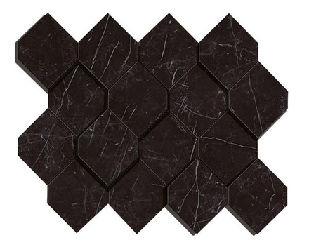 Мозаика Керамогранит Marvel Stone Nero Marquina Mosaico Esagono 3D