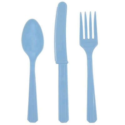 Столовые приборы в нежно-голубом цвете, 24 шт