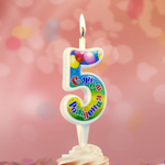 Свеча Цифра, 5 С Днем Рождения, 12 см