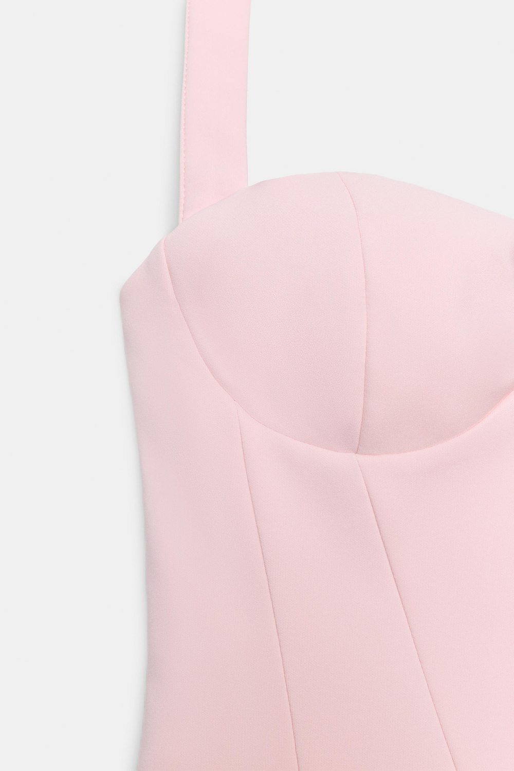 ZARA ТОП С ГОРЛОВИНОЙ ХАЛТЕР И ВЫРЕЗОМ СЕРДЕЧКОМ, БЛЕДНО-РОЗОВЫЙ