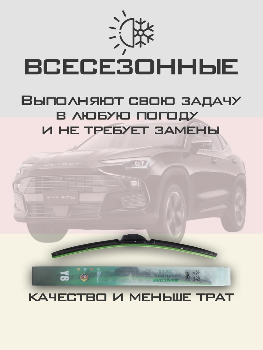 Щетки стеклоочистителя HUOYE Y8 600/450 мм на Jaecoo J7 | Push button