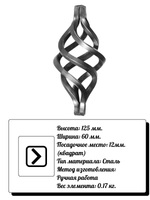 Кованый элемент Корзинка 125х60 мм, кв.12, вес: 0.17 кг.