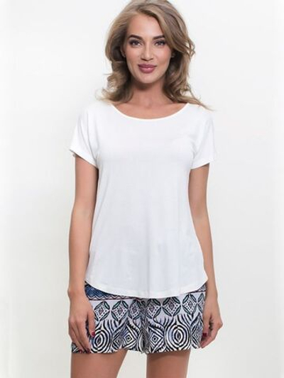 Домашний комплект с принтованными шортиками (Размер: XL) (Цвет: белый с синим)
