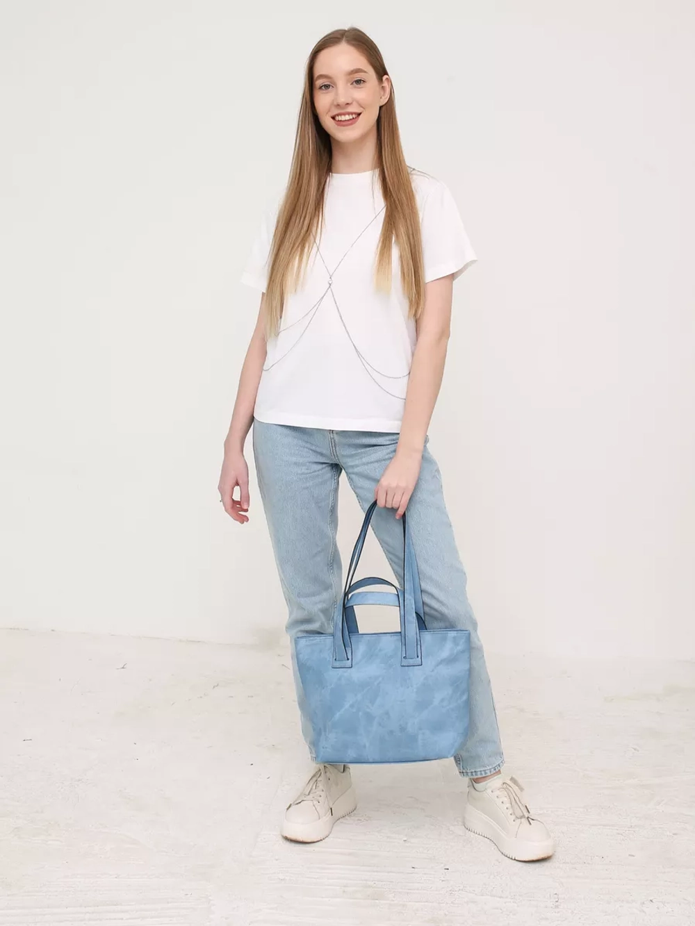 сумка тоут через плечо средняя с двумя ручками