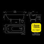 Ванна стальная 1,7*0,7*0,4 (ВИЗ) Donna Vanna форма Аула, цв.белый (ОР-81200)
