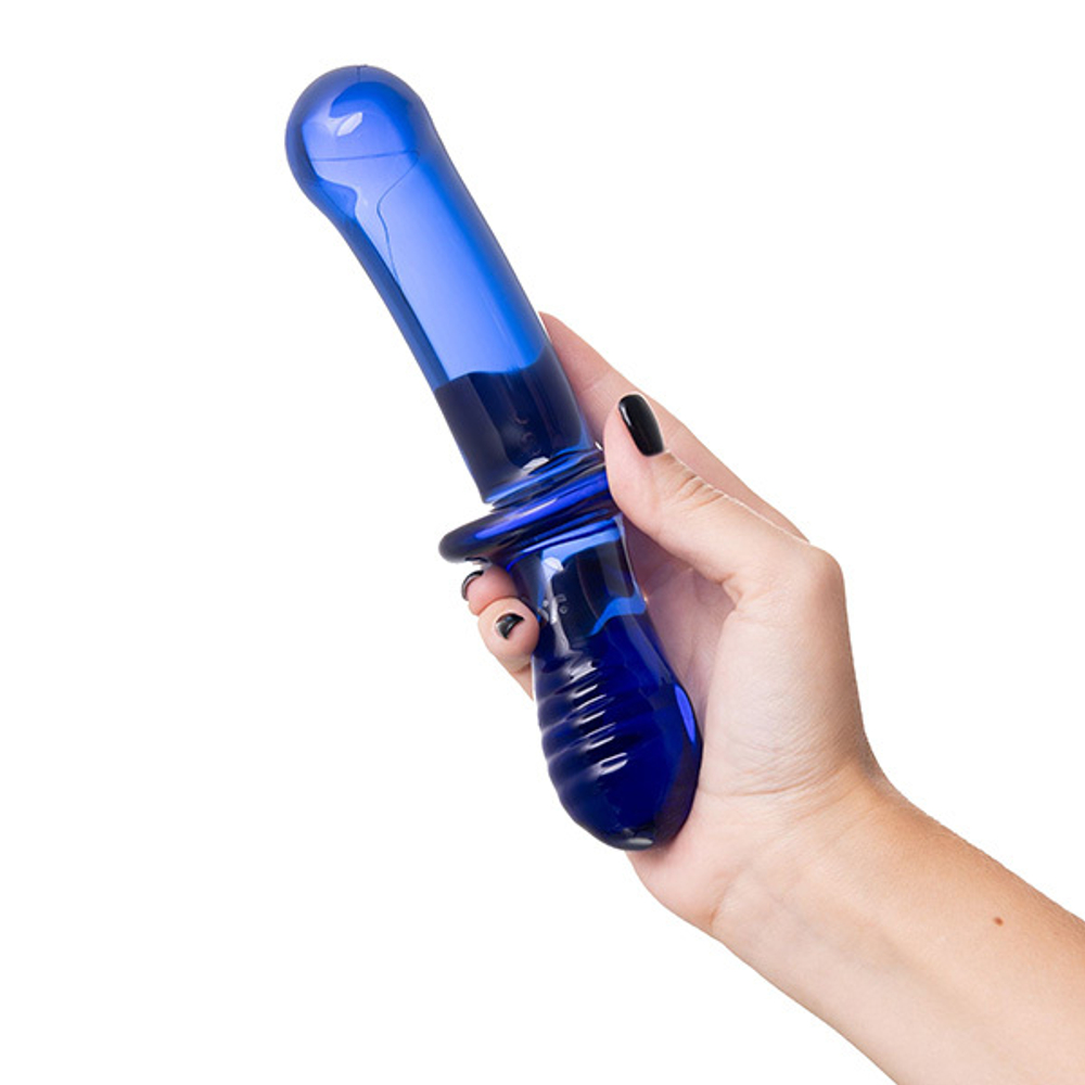 Синий двусторонний стеклянный фаллоимитатор 19,5см Satisfyer Double Crystal 4045931