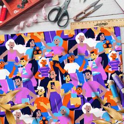 Ткань бифлекс разноцветные люди