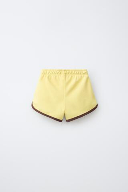 ZARA ШОРТЫ-БЕРМУДЫ С КОНТРАСТНОЙ НАДПИСЬЮ, ЖЕЛТЫЙ
