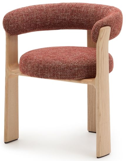 Granite Стул на 3 ножках из терракотового шенилла и массива ясеня в натуральной отделке Испания La Forma