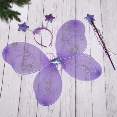 Карнавальный набор (крылья, ободок, палочка) «Фея Рассвет» (крылья 43*40 см), Сиреневый