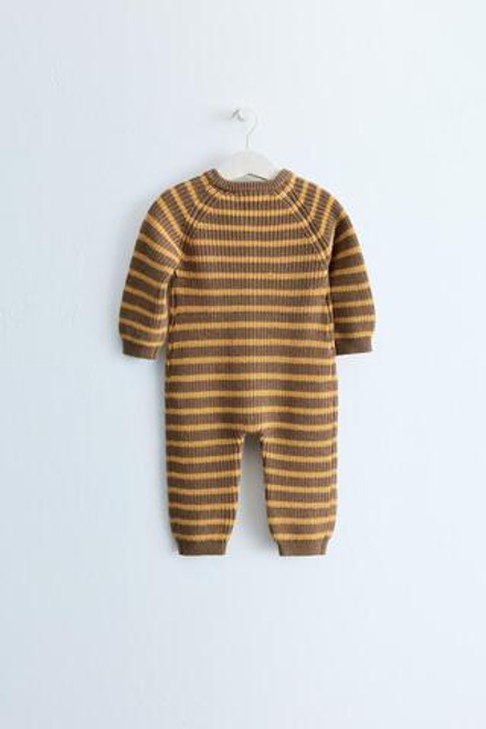 ZARA TIMELESS — КОМБИНЕЗОН В ПОЛОСКУ ИЗ ХЛОПКА И ШЕРСТИ, ОХРА
