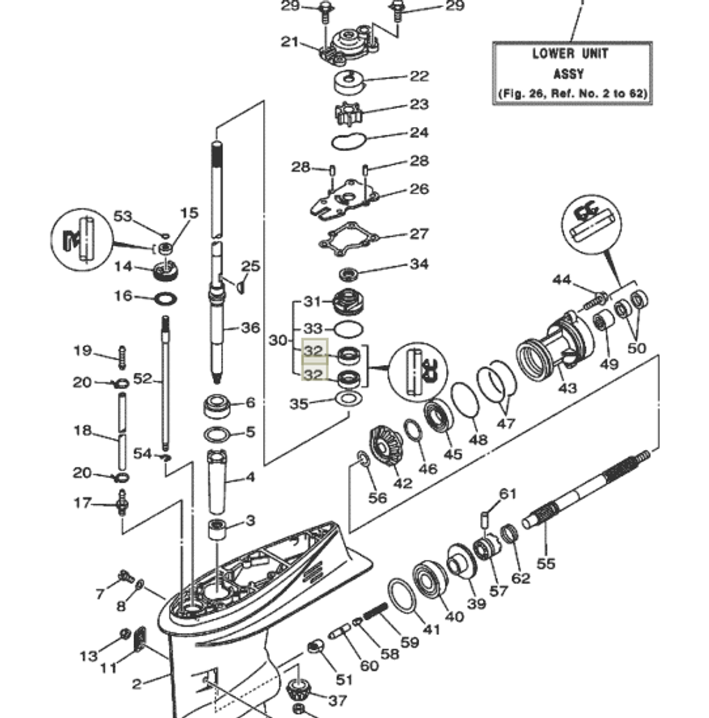 Сальник вертикального вала Yamaha 40-50/F40-F60