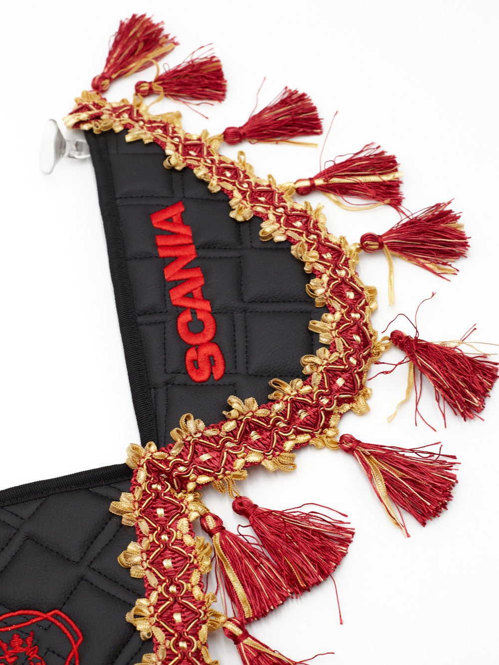 Вымпел тройной SCANIA (экокожа, черный с красными кисточками)
