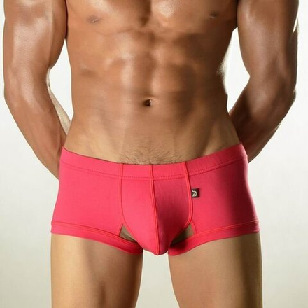 Мужские трусы хипсы фуксия с бежевой сеткой DOOP Pink&Beige Net Trunk