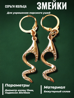 Серьги кольца "Змейка" золотистые.