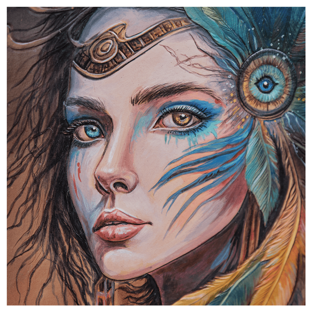 Картина из кожи «Шаманка»