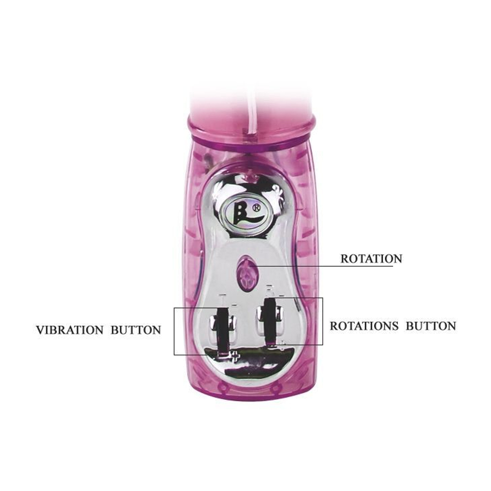 Розовый виброротатор с клиторальным стимулятором и возвратно-поступательным движением - 29,5 см. (Цвет: розовый)