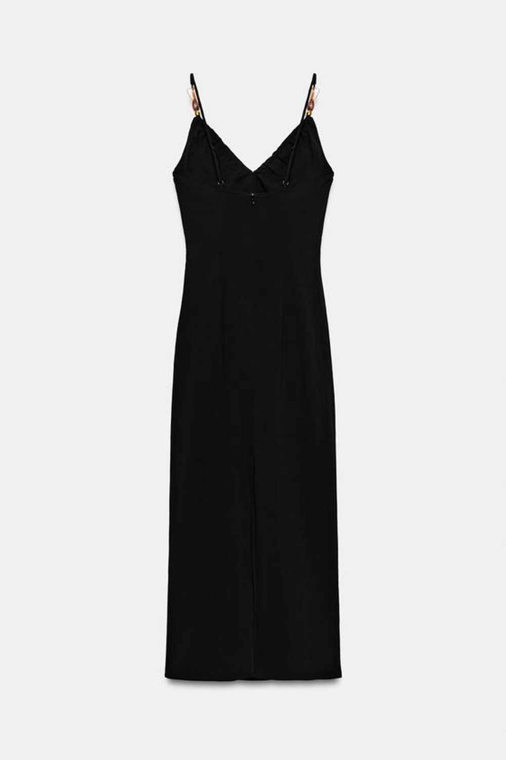 ZARA ПЛАТЬЕ МИДИ С БУСИНАМИ, ЧЕРНЫЙ