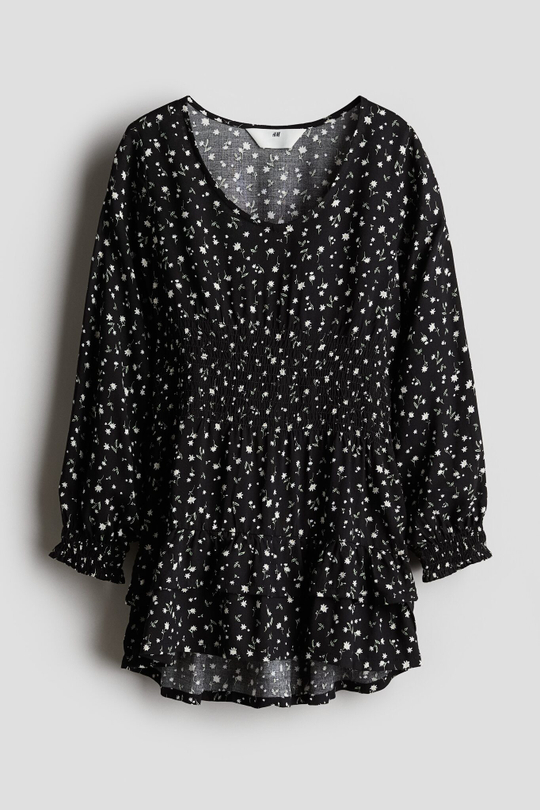 H&M Платье с плиссированными деталями, черный