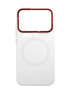 Защитный чехол для Xiaomi 17 Pro c MagSafe белый с красной рамкой (White-Red)