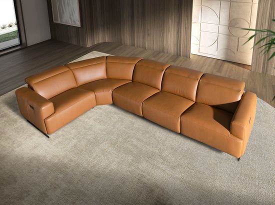 5-местный диван с реклайнером 6263 с левым шезлонгом из коричневой кожи Испания 