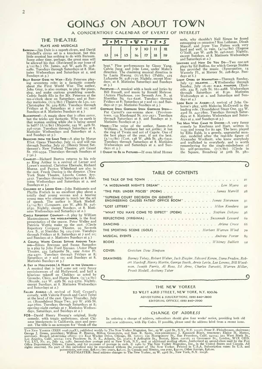 Журнал The New Yorker 14-07-1980