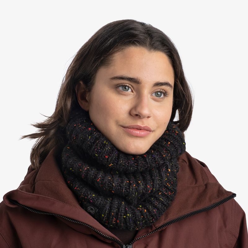 Вязаный шарф-труба с флисом Buff Neckwarmer Knitted Fleece Kim Black Фото 3