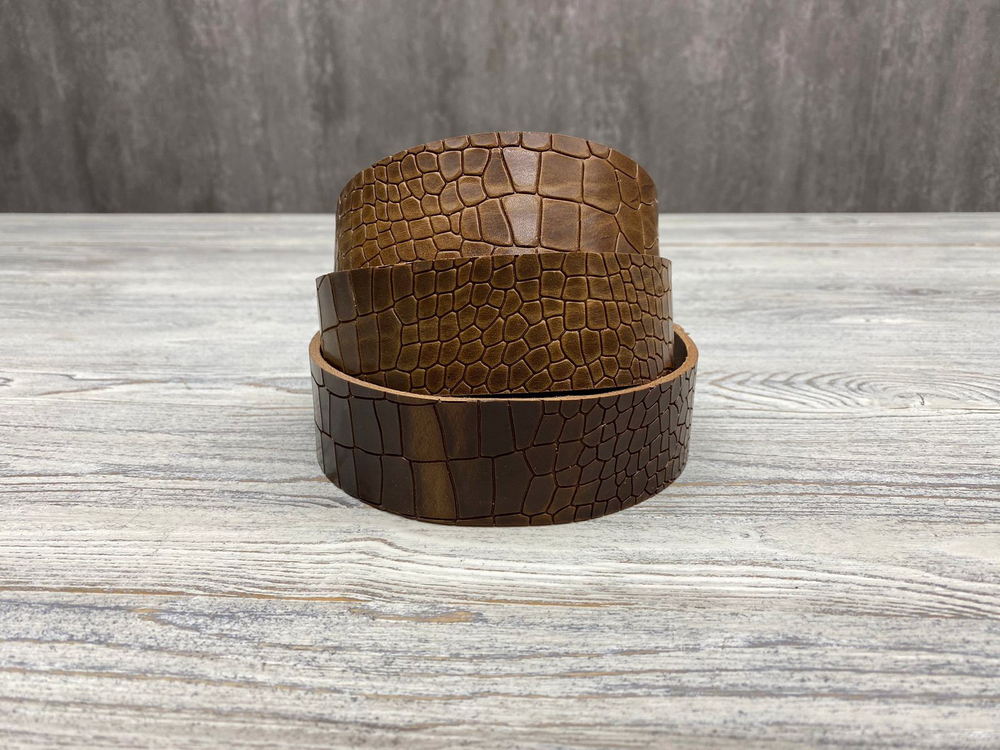 Ременная заготовка Crocco Oliva Brown (3,2+ мм), цв. Коричнево-оливковый