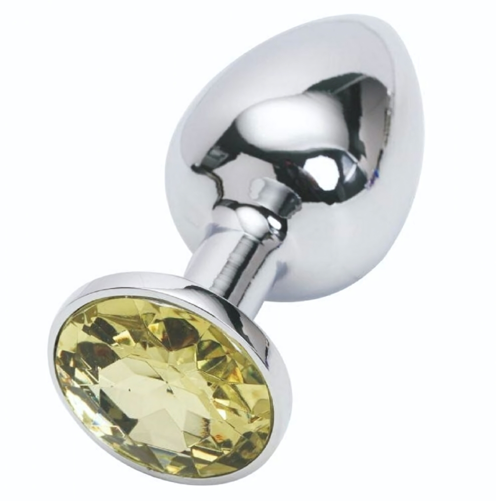 Анальная втулка с кристаллом Large желтый 9 см