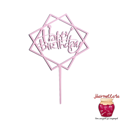 Топпер "С Днем рождения", цвет нежно-розовый