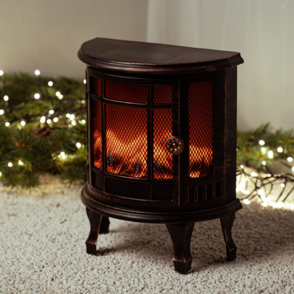 Светильник ЭРА EGNIK -P02 новогодний светодиодный камин Печь черный 2*LR14(C) 24*17*33 см