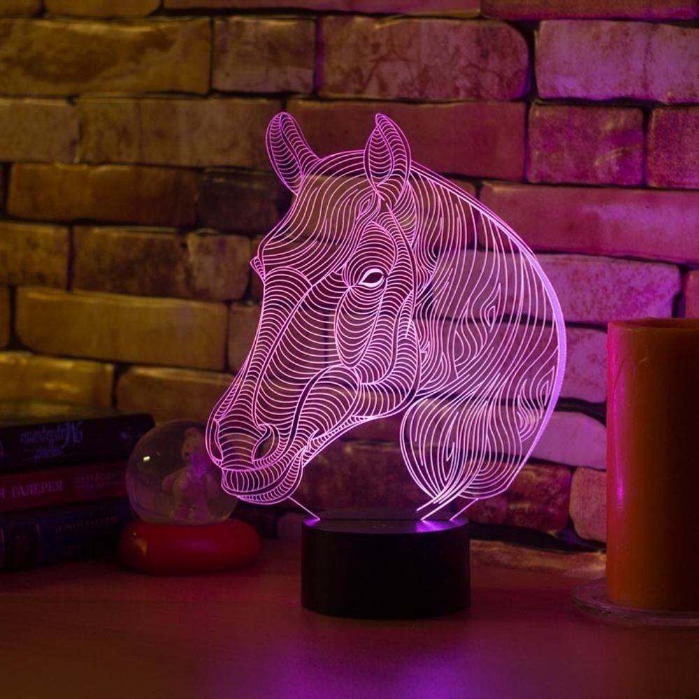 Ночник детский 3D Светильник Лошадь с гривой