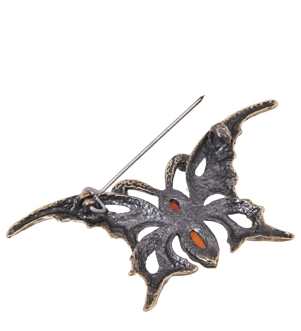 AM-4054 Брошьк «Бабочка Император» (латунь, янтарь)