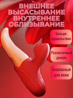 Вакуумный вибратор для клитора с языком для женщин, 10 режимов лизания языком, Стимулятор точки G, 17,5 см, красный