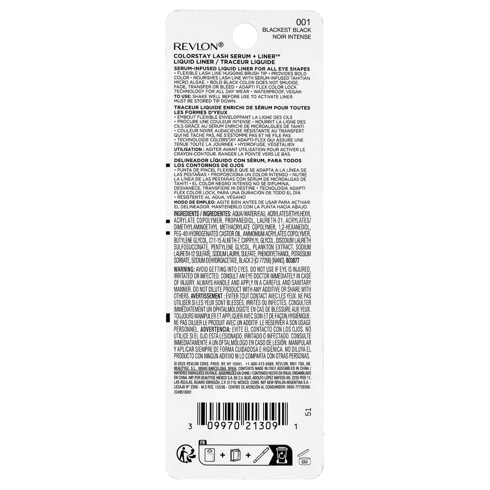 Revlon, ColorStay™, сыворотка и подводка для ресниц Lash Serum, 001 черный, 0,48 мл (0,016 жидк. унции)