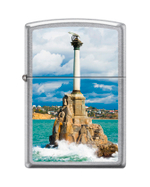 Фото ZIPPO сувенирная бензиновая зажигалка серебристая матовая с рисунком "Севастополь" 207_Sevastopol в коробке