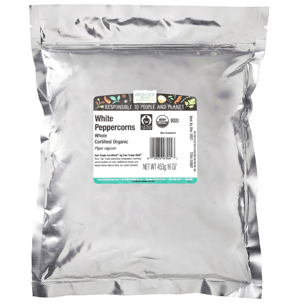 Frontier Co-op, Органический белый перец, цельный, 453 г (16 унций)