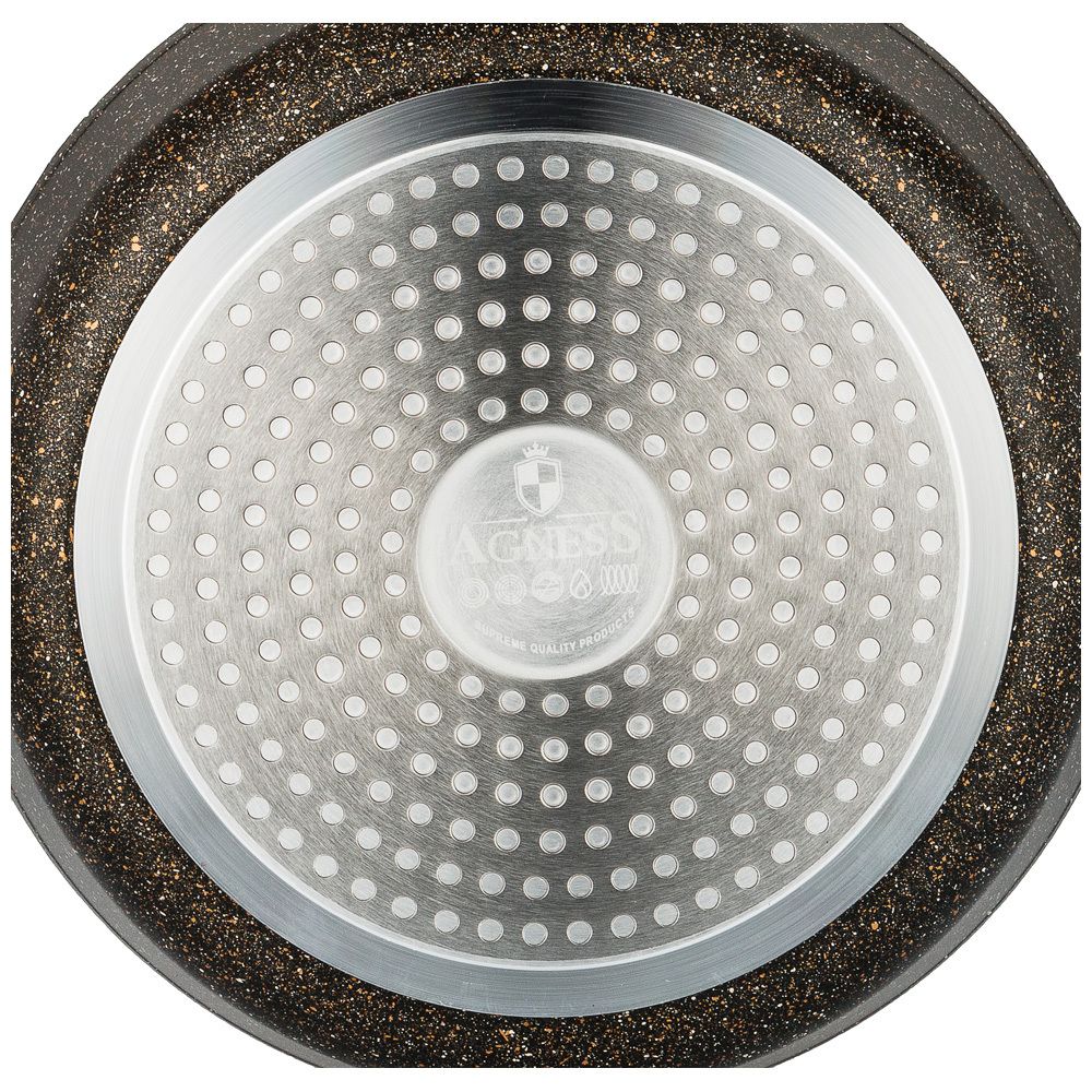 СКОВОРОДА AGNESS ГЛУБОКАЯ С АНТИПРИГАРНЫМ "МРАМОРНЫМ" ПОКРЫТИЕМ, СЕРИЯ GRANITE, 24Х6,1СМ