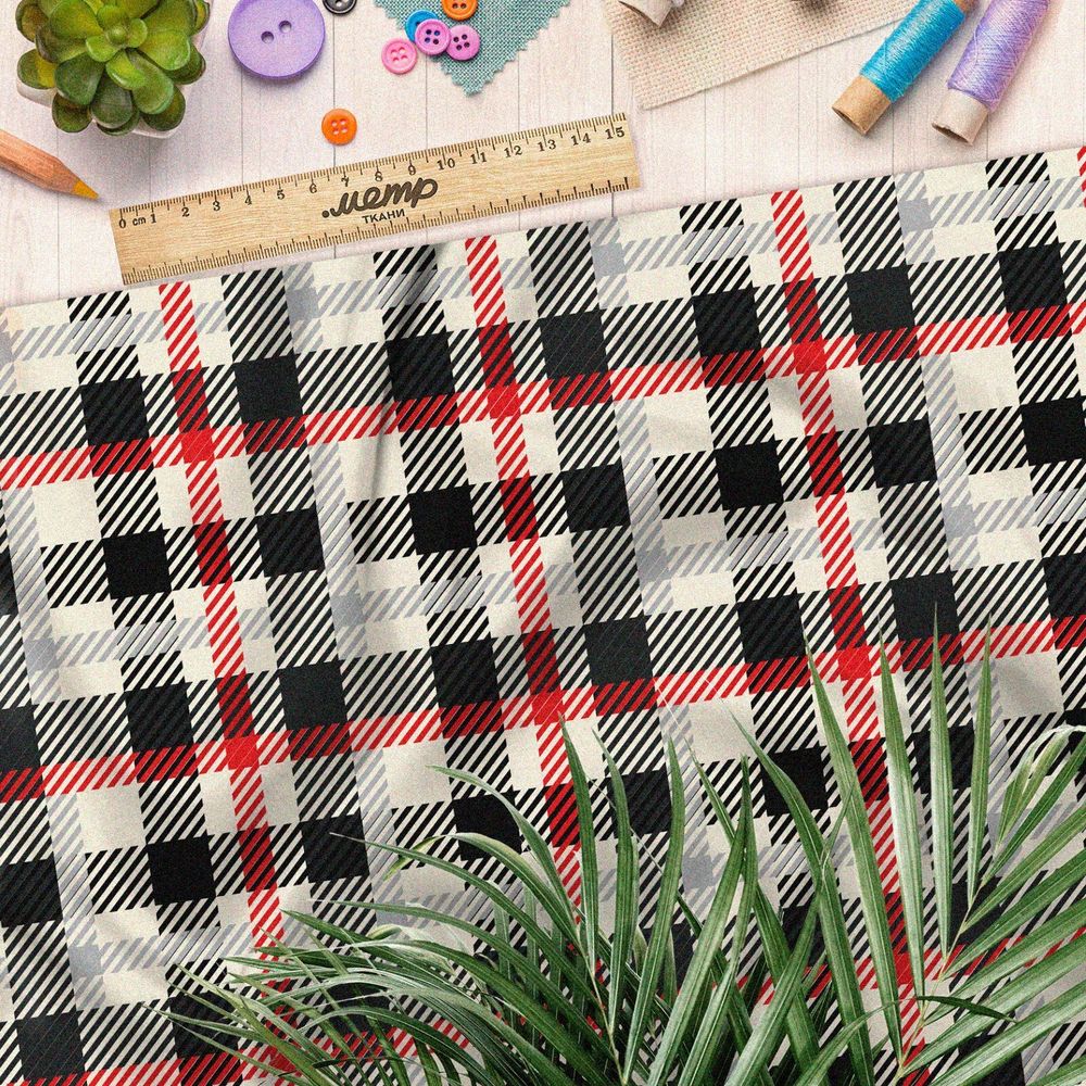 Ткань футер 2-х нитка шотландка