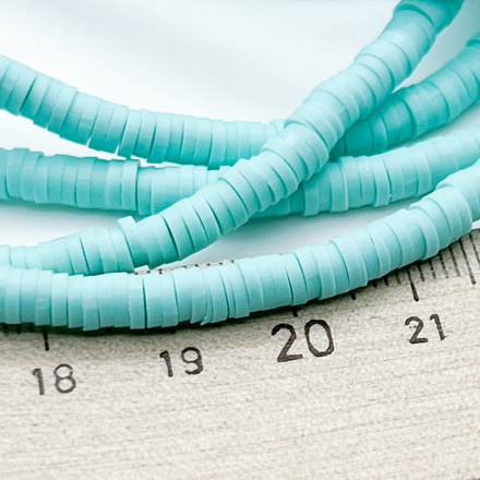 Бусина-диск, цвет мятный, размер 4 мм, цена за нить 40 см