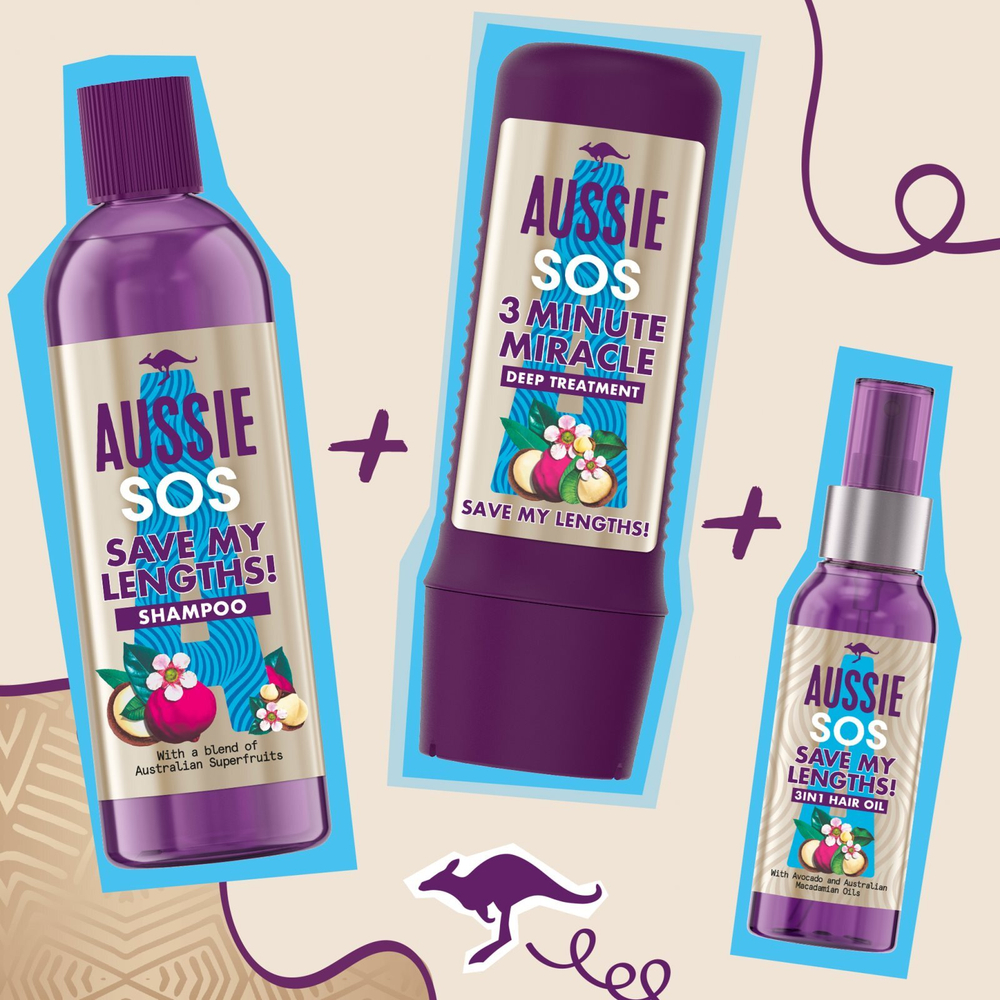 Aussie SOS Save My Lengths! 3 Minute Miracle - бальзам для волос /   225  ml  / GTIN 8006540004845