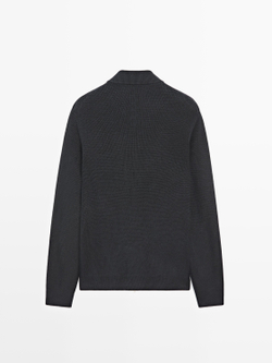 Massimo Dutti Куртка-бомбер из шерсти и замши, темно-синий