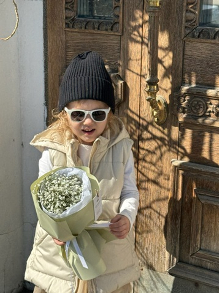 Детский букет из белой гипсофилы