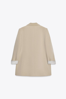 ZARA БЛЕЙЗЕР С МАНЖЕТАМИ С ПРИНТОМ, РЫЖЕВАТО-КОРИЧНЕВЫЙ