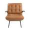 Кресло 5153 из коричневой кожи с подлокотниками из ясеня