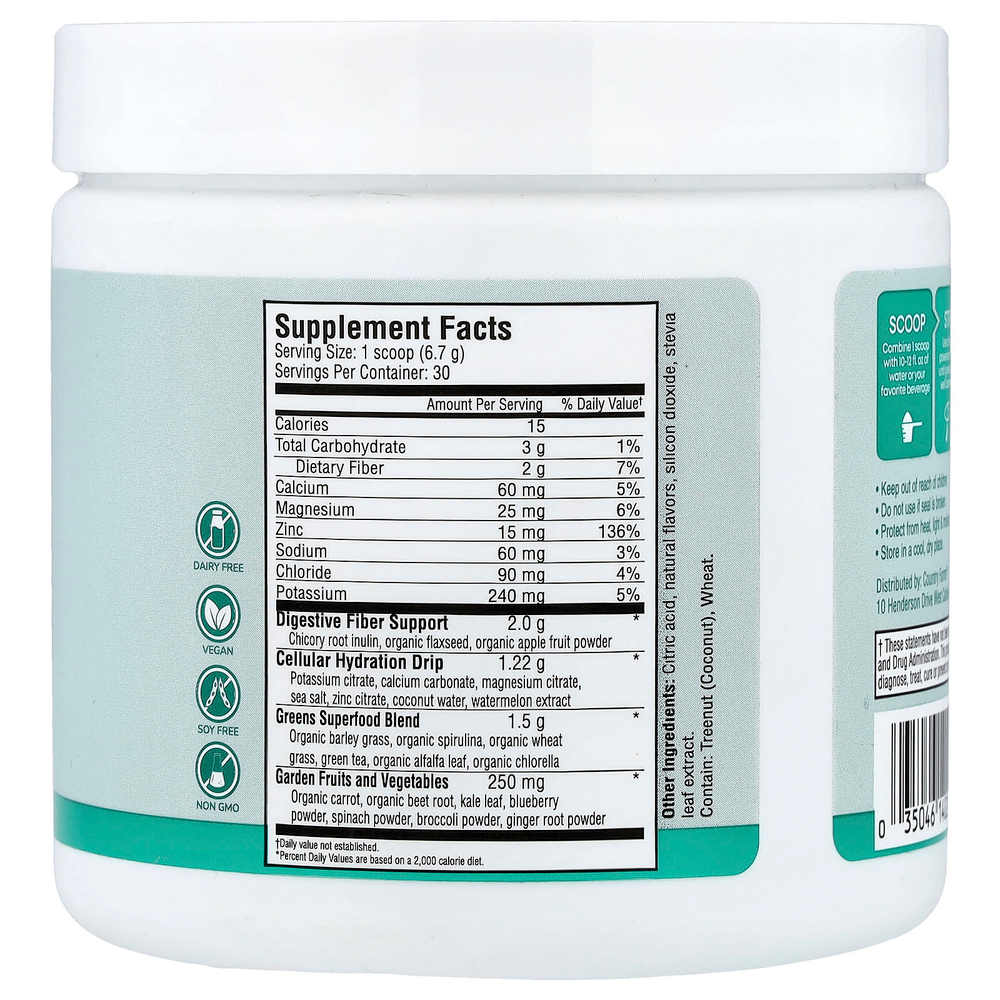 Country Farms, Refreshers, суперзелень и электролиты, со вкусом мятного и мохито, 198 г (6,98 унции)