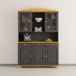 Тумба 132х39х83, Лена, напольная, под телевизор, трехдверная деревянная (нижняя часть буфета), серый/антик, массив сосны, Dipriz