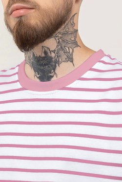 Футболка KUL'TURA OverSize "Basic" Полоска Розовый